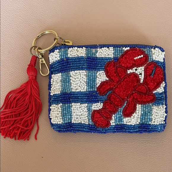 Anthropologie NWOT Beaded Lobster Coin Purse with Tassel - Picture 3 of 6